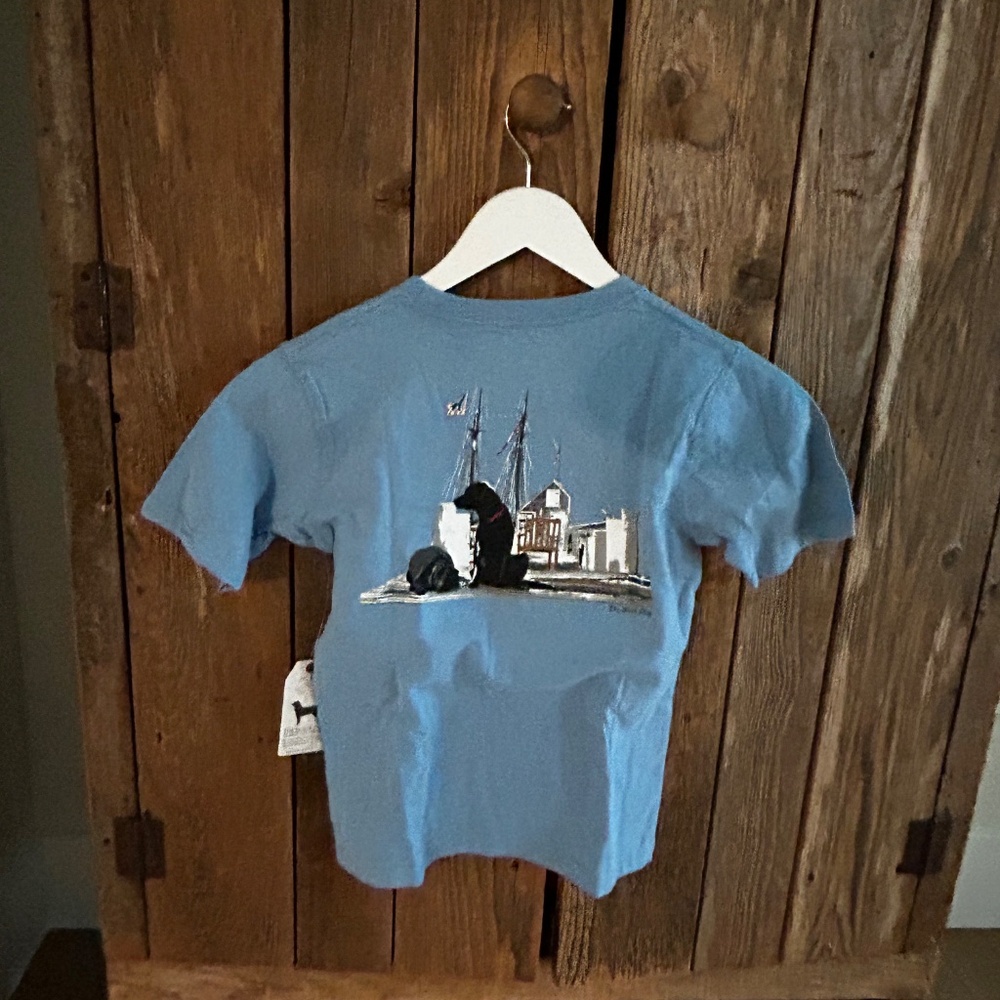 NWT THE BLACK DOG DOCK COLLECTION T SHIRT TOP SMALL BAY BLUE KIDS YOUTH (6) NEW
